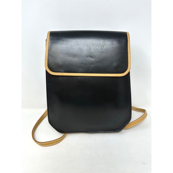 Francesco Biasia Handbags - Francesco Biasia Smooth Leather Two-Tone Backpack Black Tan